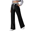 Dofaoo-Womens-Pants-with-Pockets-Winter-Wide-Leg-Sweatpants-Elastic-Waist-Drawstring-Pants Dofaoo Womens Pants with Pockets Black Sweatpants for Women Plus Size Long Pants Winter Black XL