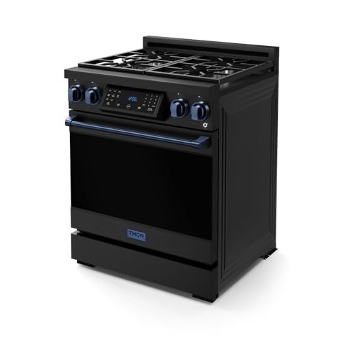 Image of Gordon Ramsay by THOR Kitchen 30 Inch Professional Gas Range with Tilt Panel Touch Control in Black /Navy Blue