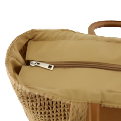 Image of Epsion Women Straw Bag Summer Beach Tote Handbag Woven Shoulder Purse Large Rattan Shoulder Bag for Vacation, A-beige, E-YJJ-24CB03-A-beige