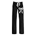Women's Lounge Pant Plus Size Elastic High Waisted Drawstring Printed Slacks Loose Fit Fall Winter Fashion Trousers S-5XL Black