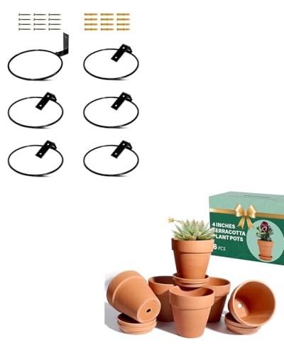 vensovo 6 Pack 4 Inch Terracotta Plant Pots with Saucers,