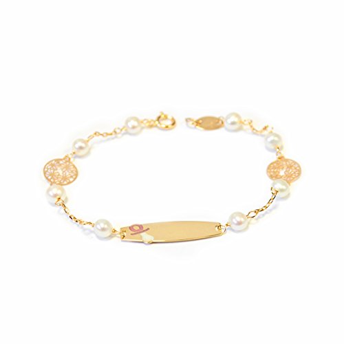Mondepetit G1228pu - Pulsera Bebe Oro 18 Kilates 18k Chapa Chupe Con Perlas - Estuche Regalo - Certificado De Garantía Mondepetit G1228pu - Pulsera Bebe Oro 18 Kilates 18k Chapa Chupe Con Perlas - Estuche Regalo - Certificado De Garantía