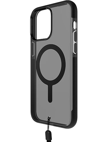 BodyGuardz Ace Pro for iPhone 15 Pro Case, Heavy Duty Shockproof Cover with 18FT Military Grade Drop Tested, Compatible with MagSafe, Wireless Charging, Responsive Buttons - Smoke/Black