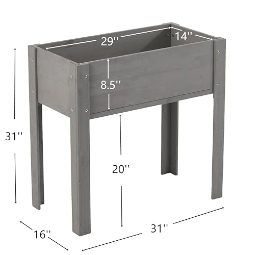 Jardinera elevada de madera maciza resistente con acabado gris de alta calidad 3
