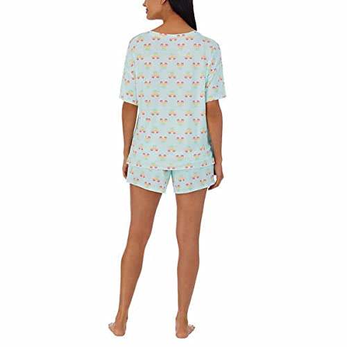 Disney Women's 2 Piece Short Sleeve Shirt & Short Pajama Set (Large, Aqua Mickey Mouse) #TOP1