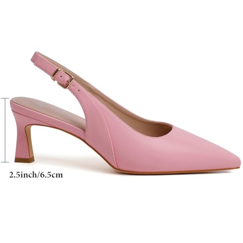 Image of Mostrin Kitten Heels for Women Slingback Pointed Closed Toe Heels Women's Pumps Shoes for Wedding, Party, Commuting