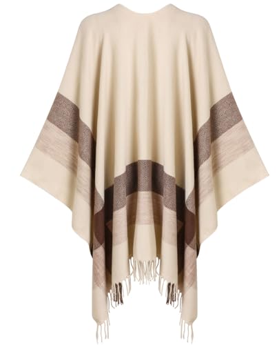 Ferand Women's Elegant Shawl Wraps Plaid Fringe Poncho Cozy Soft Blanket Scarf for Fall Winter3