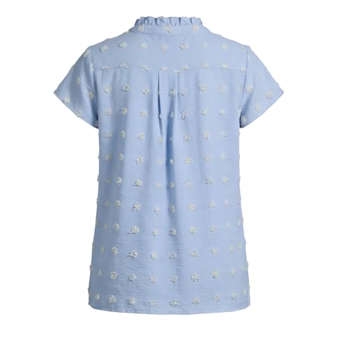 Image of Girls Shirts Short Sleeve Chiffon Shirts Swiss Dot Blouses Top Teen Girls V-Neck Tunics Tee Size 9-14 Years