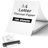 100 Blatt Faltbares Thermopapier A4, 210mm x 297mm Thermodrucker Papier A4, BPA-freies Thermal Paper, Thermopapier a4 für Tragbaren Drucker, perfekt für Datei, Fotodruck, Notizen, Etiketten,Verträge