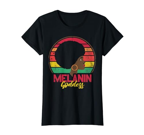 Melanina Dea Retro Per Orgoglio Afroamericano Maglietta
