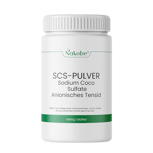 Sulfato de coco de sódio (pó SCSS), 800 g | Tensioativo aniónico de óleo de coco | Para cosméticos naturais e limpeza DIY | altamente eficaz, vegano e natural