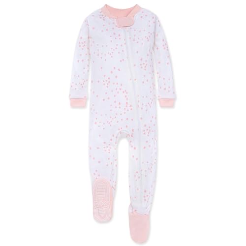 Image of Burt's Bees Baby Girls' Snug Fit One-Piece Footed Non-Slip Sleeper Pajamas