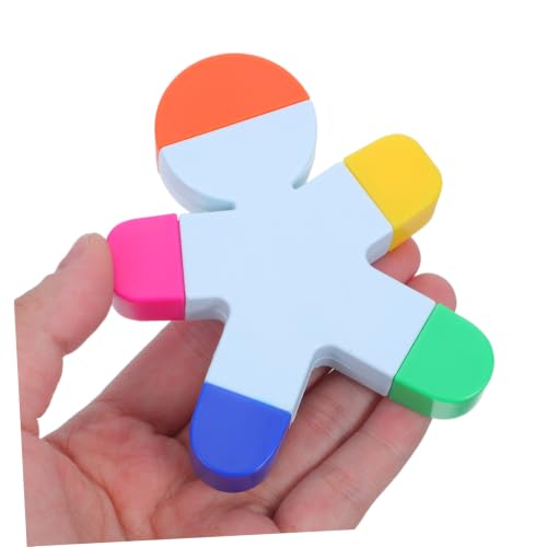 DEEPCRAFF 3pcs Human Shaped 5-in-1 Fluorescent Highlighter Pen with Plastic Body, Lightweight Design for Efficient Line Highlighting, Cute Cartoon Style Marker for Journaling and Office Use - Image 4
