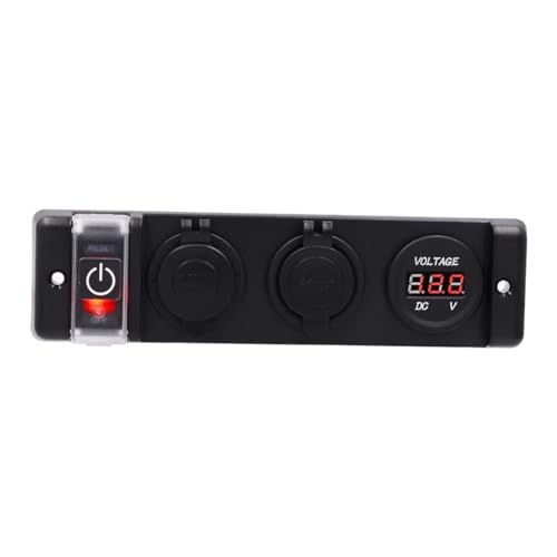 FUNOMOCYA Car Boat Round Rocker Panel Socket Dc12v Voltmeter Circuit Breaker Automotive Dual USB Charger