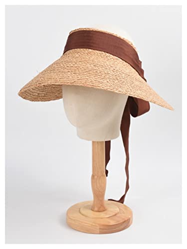 Grands chapeaux de soleil pour femmes visière raphia été pliable