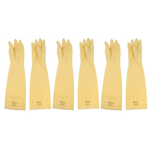 Tubayia 3 Pairs Rubber Work Gloves Protective Gloves Long Rubber Chemical Protection Gloves