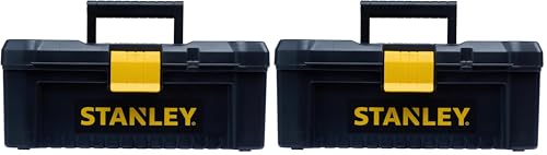 Image of Stanley STST1-75517 Essential 16" Toolbox with Plastic Latches, Black/Yellow (Pack of 2)
