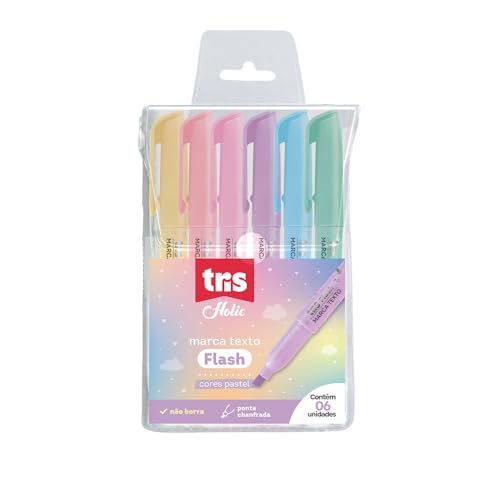 Marca Texto Flash - Pastel - Estojo C/6 Cores - Tris