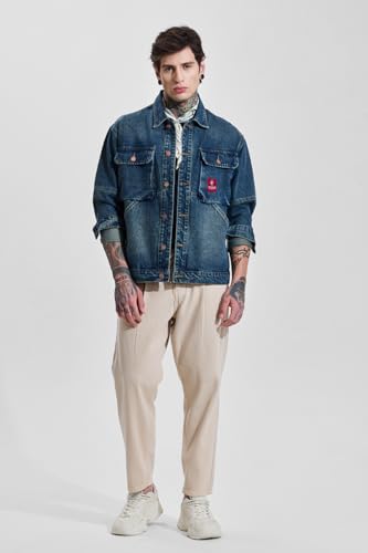 Image of SNITCH Men Casual Jacket | Relaxed Fit Full Sleeve Notch Collar Solid Pattern | Durable Cotton Blend & Machine Washable For Everyday Wear