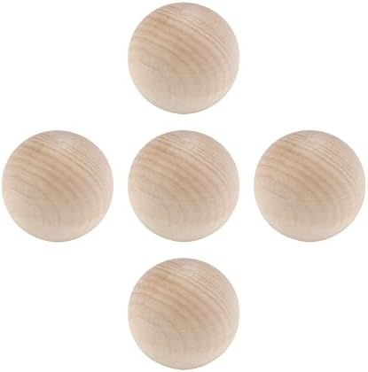 HNGSON Wooden Round Ball Wood Unfinished Ball Decorative Balls 2-Inch Diameter, 5PCS for Craft