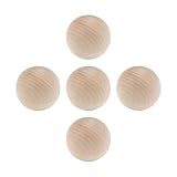 HNGSON Wooden Round Ball Wood Unfinished Ball Decorative Balls 2-Inch Diameter, 5PCS for Craft