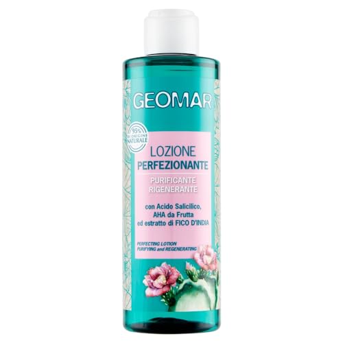 GEOMAR | Lozione Perfezionante, con Acido Salicilico (2%), Acido Glicolico, Mix di Alfaidrossiacidi da Frutta, Gel d’Aloe, Estratto di Fico d’India, 95% di Origine Naturale, Made in Italy, 1 x 200 ml