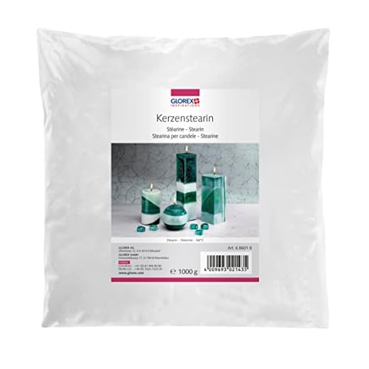 Glorex 6 8601 8-Estearina en Polvo Blanco Bolsa de 1000 g para Hacer Todo Tipo de Velas se Pueden añadir Colores y Aromas para Manualidades Creativas, Wax, White