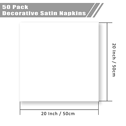 Vacvelt 50 Pack White Satin Napkins 20X20 Inch Wedding Napkins Bulk, Decorative Elegant Dinner Napkins Square Table Napkins Decor, Silky Satin Cloth Napkins For Restaurant Banquet Graduation Party #TOP4