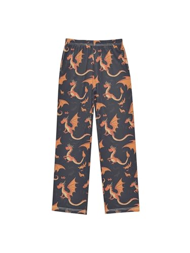 ZZKKO Cartoon Flying Dinosaur Boys Pants for Kids Jogger Pants with Pockets S