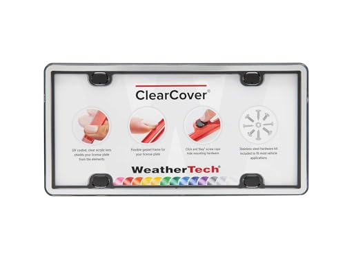 WeatherTech ClearCover License Plate Cover and Frame Brushed Stainless/Black