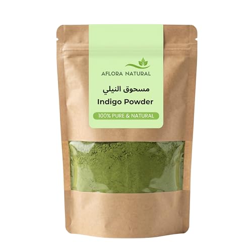 Aflora Natural Indigo Powder for Hair 100% Pure Organic Indigofera Tinctoria Leaf Natural Black & Brown Hair Colour Dye Chemical-Free Vegan Triple-Sifted 200g