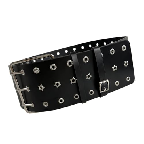 Ceinture décorative robuste à clous et double œillet métallique