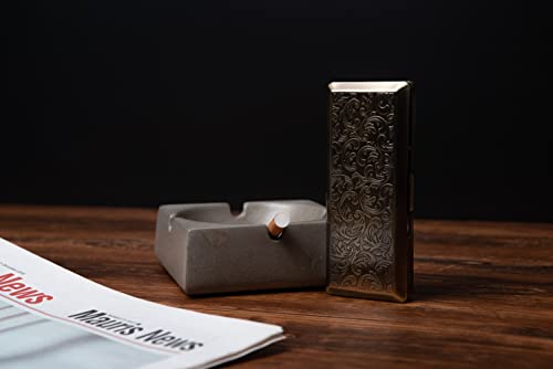 Image of Metal Cigarette Case - Portable Double Sided Spring Clip, Holds 10 Cigarettes, Button Closure, Vntage Bronze