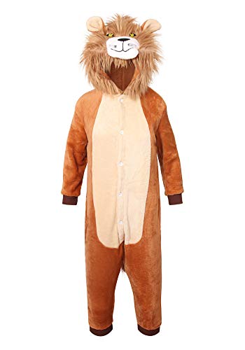 youlsun Kids Animal Halloween Costume, Deluxe Kids Onesie Pajamas for Boys&Girls (95, Lion)