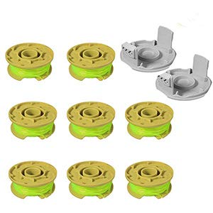 8 Pack 11ft 0.080\" Replacement Trimmer Spool for Ryobi One Plus+ AC80RL3 18V 24V and 40V Cordless Trimmers Line Refills Weed Wacker Auto-Feed Twist Single Line Parts (8 Spool+2 Cap)