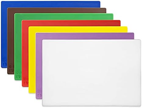 Hygiplas Colour Coded Low Density Chopping Board Set with Rack & Wall Chart 7 Piece, CH041