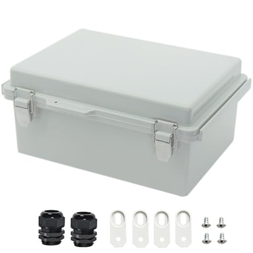 Image of Zulkit Junction Box ABS Plastic Dustproof Waterproof IP67 Electrical Boxes Hinged Shell Outdoor Universal Project Enclosure Grey, Stainless Steel Buckles 10.2 x 6.3 x 3.9 Inch