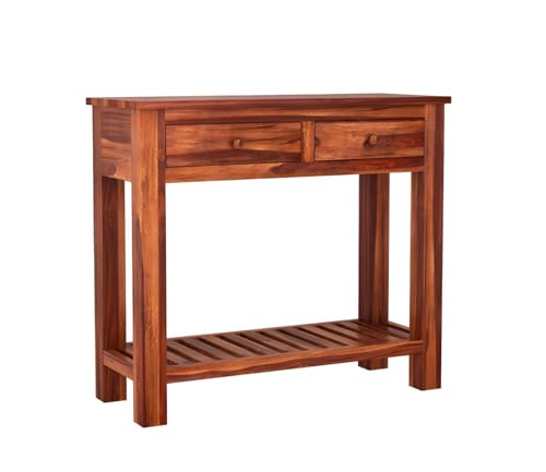 Image of Solid Sheesham Wood Console Table for Living Room Furniture | Hallway Enteryway Console for Home and Office | (Honey Finish)
