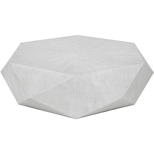 Uttermost Volker Geometric Low Profile Wood Coffee Table in Fresh White