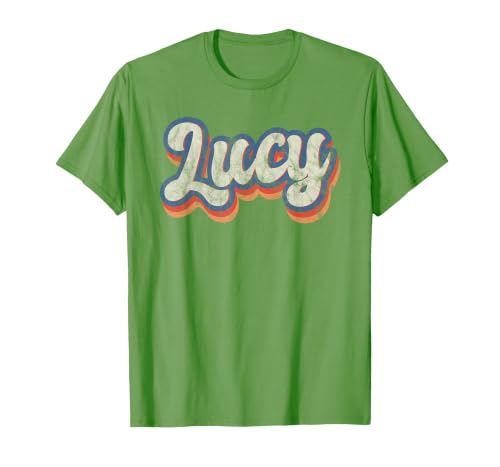 Lucy Personalized Name Shirt Custom Lettering 70's T-Shirt, Men, Grass Green, 3X-Large