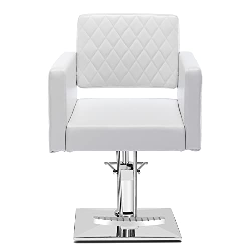 Paddie Hair Salon Chair, Height Adjustable Hydraulic Chair Beauty 360 Degrees Rolling Swivel Hair Salon Equipment For Hair Stylist Women Man (White2) #TOP3