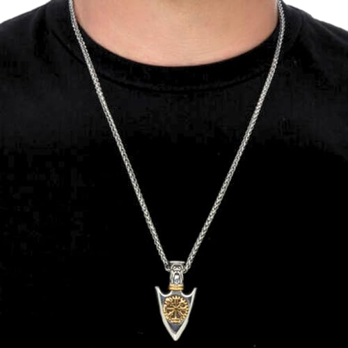 Colar Masculino Viking em Aço Inoxidável 60cm - Lança de Odin + Bolsa de Veludo