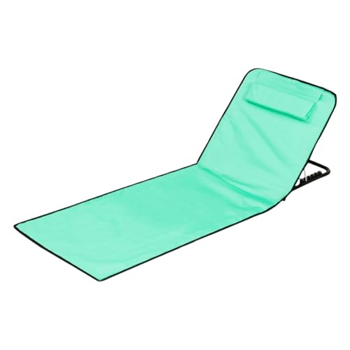 Alfombra de playa para tumbona | Alfombrilla portátil para tomar el sol, con reposacabezas y respaldo, 160 x 52 x 38 cm, silla de playa portátil, para patio, camping, jardín, piscina, picnic, playa