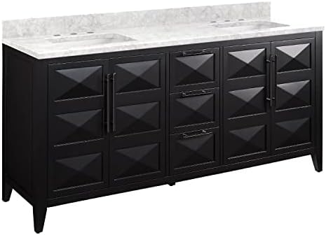 Signature Hardware 484535 Holmesdale 72" Double Basin Vanity Set with Mahogany Cabinet, Marble Vanity Top, and Porcelain Rectangular Undermount Sink