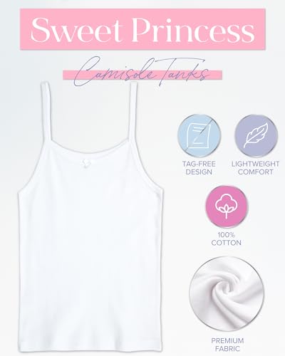 Image of Girls Camisole 6 Pack Tag Free 100% Cotton Tank