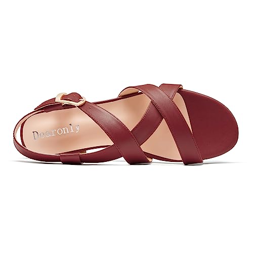 DearOnly Womens Open Round Toe Cross-Strap Sandals Dress Buckle Casual Summer Gladiator Shoes 0.4 Inches Heels4