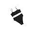 Produktbild B/H Damen Badeanzug Beachwear Konzeptionelle,Sommer Sexy Bikini Set,einfarbige Taille hoch gepolsterte rückenfreie Träger BH Badeanzug-Black_XL,Bademode Bikini Strandmode