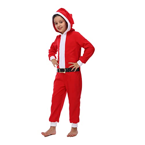 Sincere Party Traje de Papá Noel para niños, traje de Papá Noel para niños y niñas, sombrero de Papá Noel 2XL con sombrero 2XL(12-14)