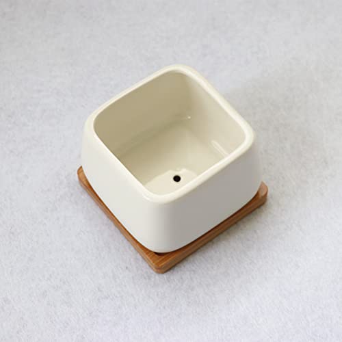2 Pieces Bamboo Saucer 5 Inch Planter Pot Saucer Plant Tray Bamboo Plant Saucer Square Plant Pot Tray Flower Drip Tray Flower Pot Drainage Tray For Indoor And Outdoor Plants #TOP2