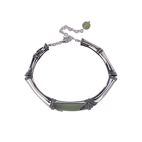 Bracelet en argent jade bleu Hotan bijoux style chinois rétro pour femme